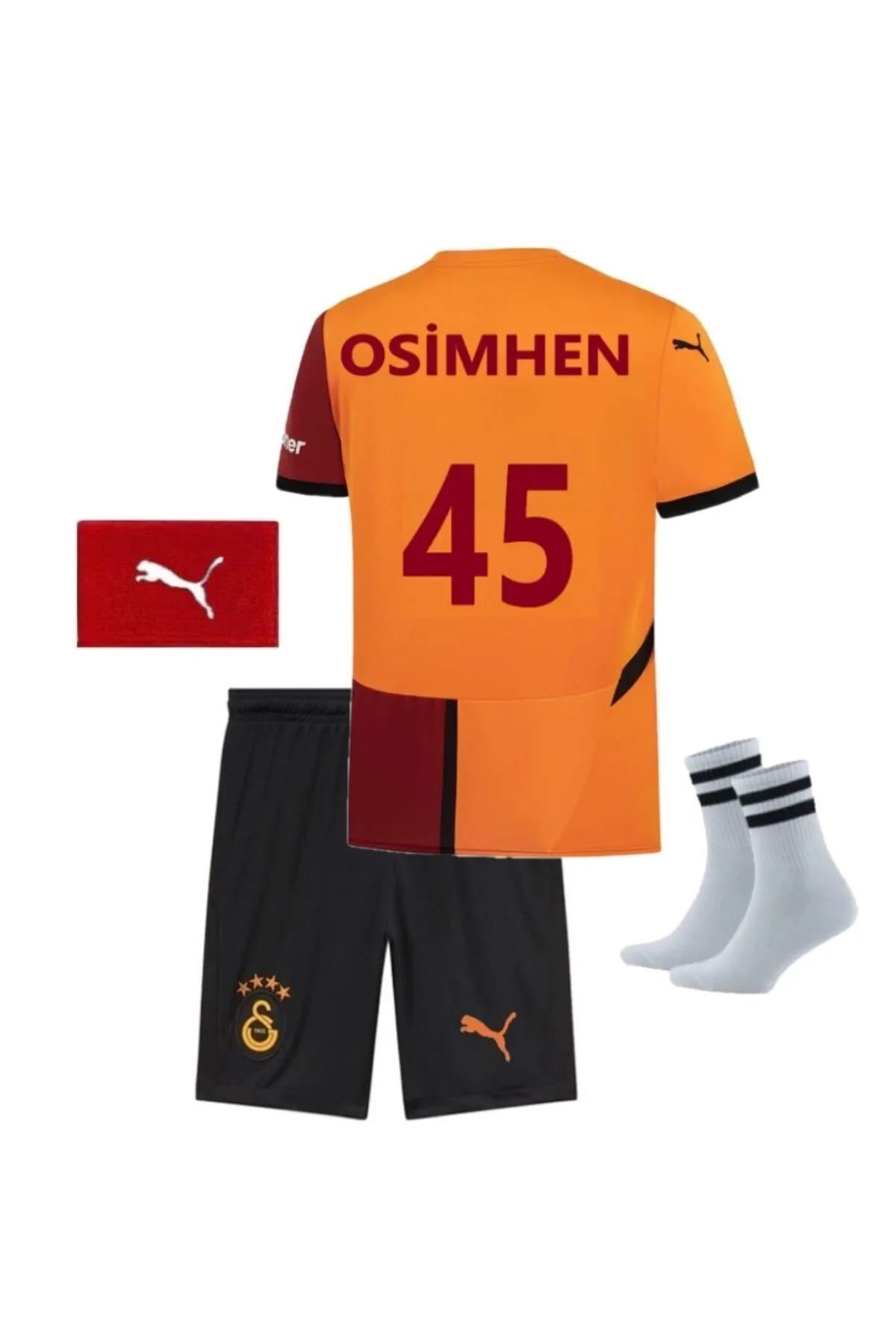 Victor. Osimhen. Sarı-Kırmızı  .Galatasaray. Çocuk Fprması Forma+Şort+Çorap+Bileklik