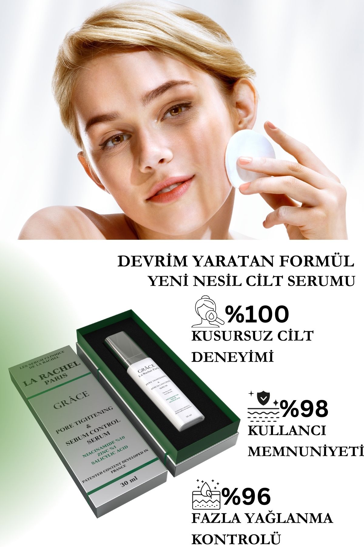 Profesyonel Güçlü Gözenek Sıkılaştırma ve Akne Karşıtı-1 Serum 4 Etki-Gözenek, Akne, Yenileme, Sebum