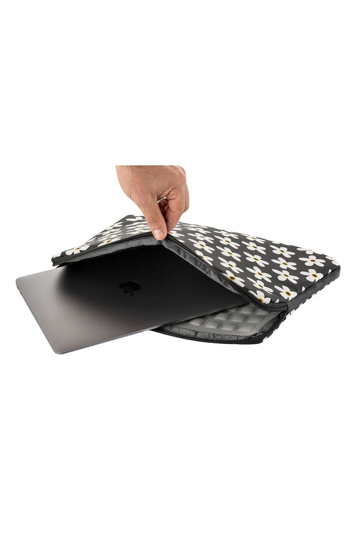 Notebook Laptop Macbook Çantası 13"-13.6" inç - 800-DÜZ Papatya Desenli