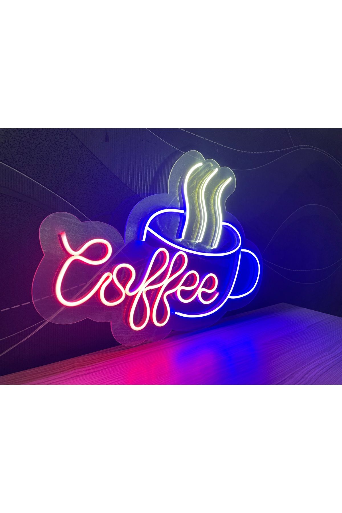 Neon LED Tabela Dekoratif Aydınlatma -Coffee, 50x33cm-