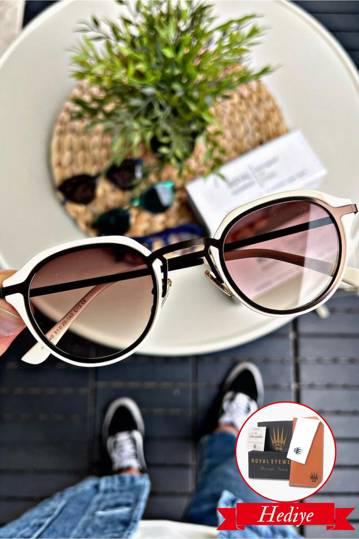 Royal Eyewear Re0088 Cream Kahverengiunisex Güneş Gözlüğü