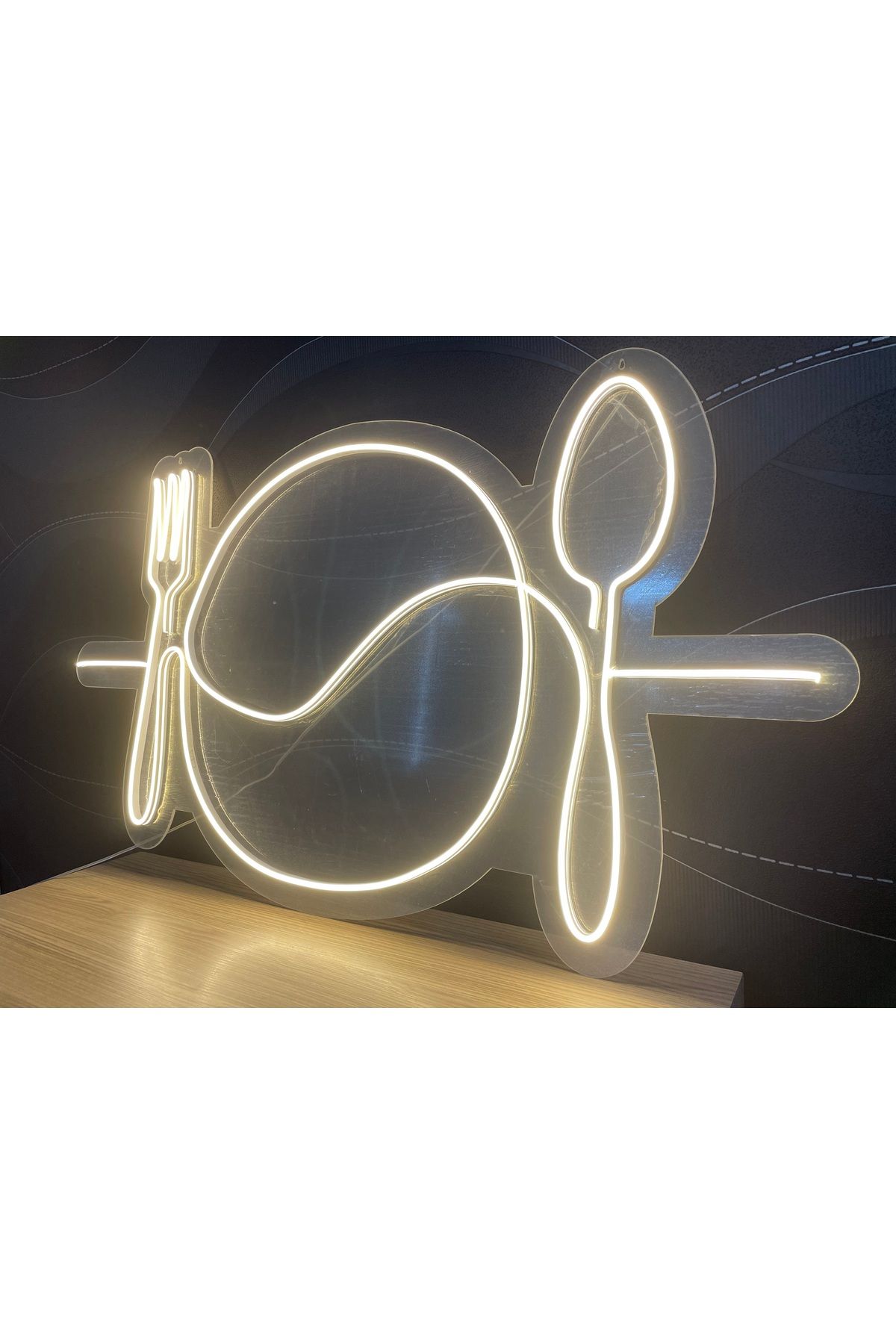 Neon LED Duvar Dekoratif Aydınlatma -Restoran, Yemek, 100x50cm-