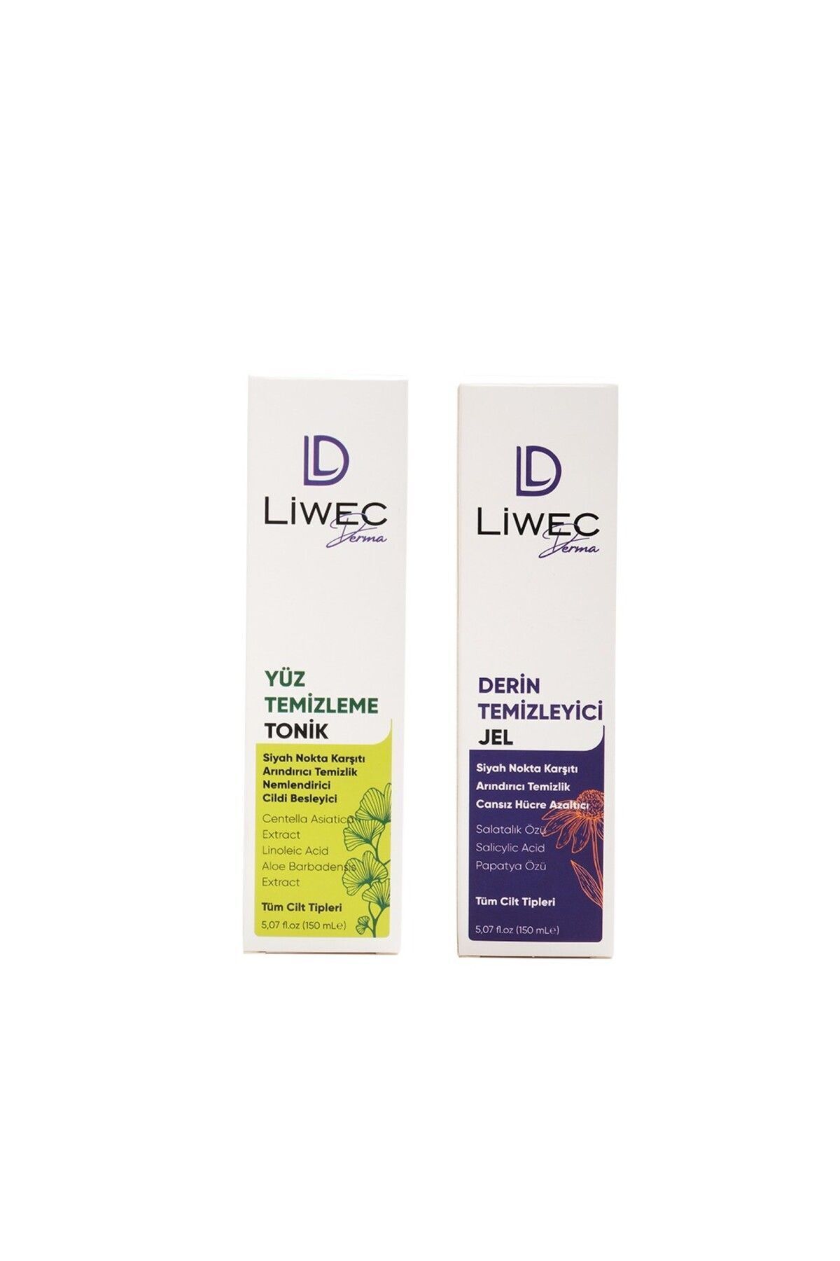 Liwec Derma 2'li Set (DERİN TEMİZLEYİCİ JEL - YÜZ TEMİZLEME TONİK)