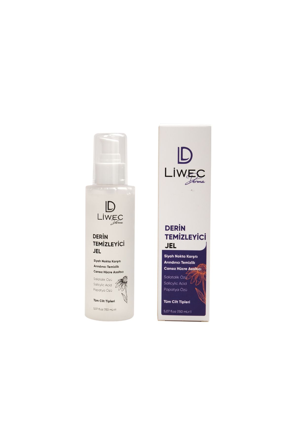 Liwec Derma 3'lü Set (DERİN TEMİZLEYİCİ JEL - YÜZ TEMİZLEME TONİK - GÜNEŞ KREMİ SPF 50+)