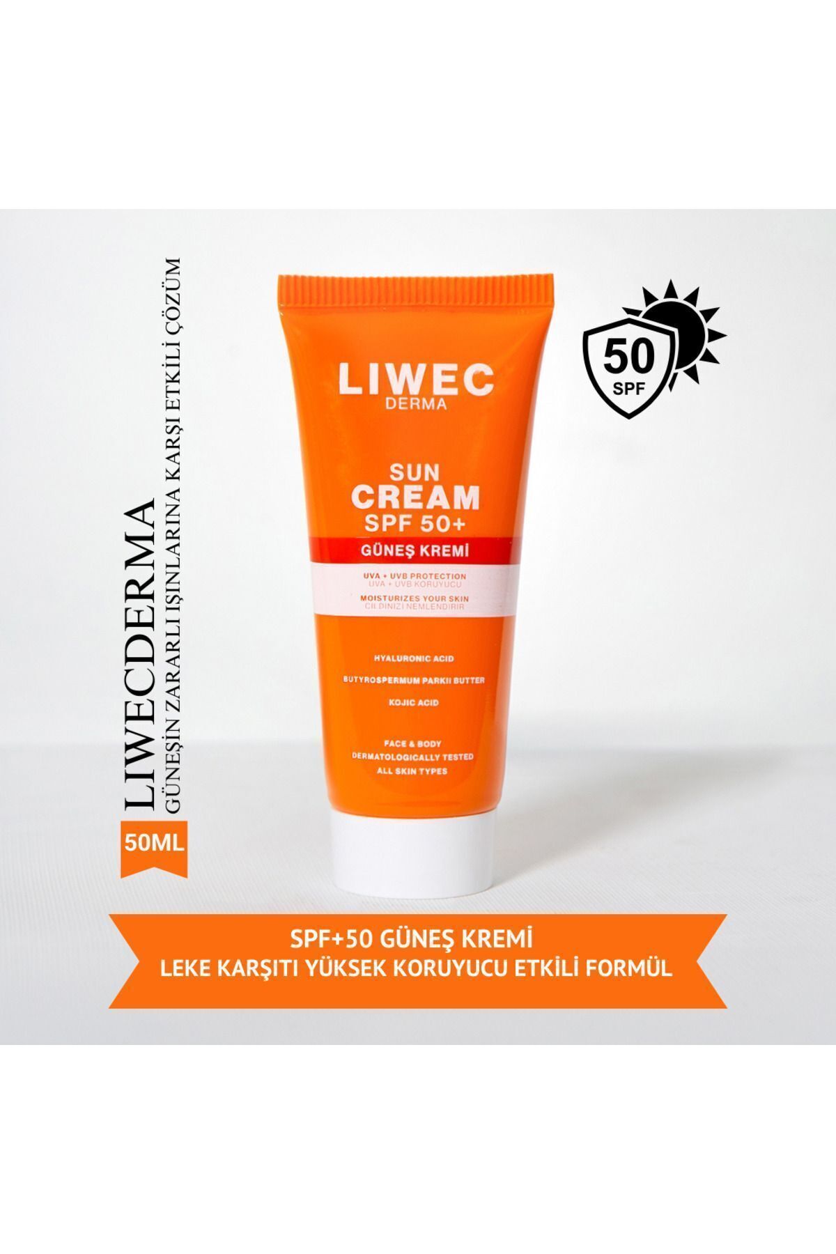 LİWECDERMA İKİLİ SET ALOEVERA ÖZLÜ LEKE KARŞITI CİLT BEYAZLATICI KREM 50ML VE 50SPF+ GÜNEŞ KREMİ