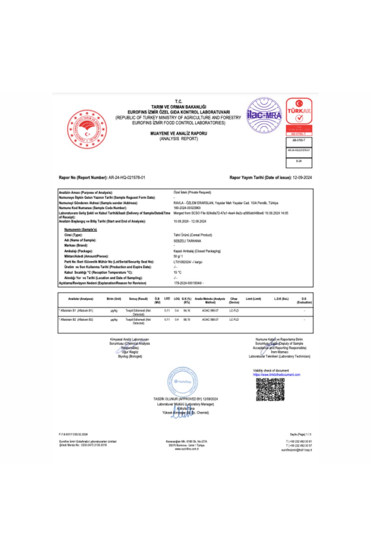 Tarhana Pestisit Aflatoksin Analizli 17 Sebzeli Bebek - Çocuk Çorbası- Fermente- 200gr