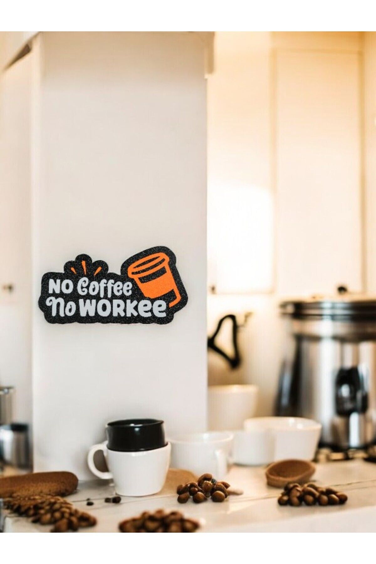 No Coffee No Workee Yazılı Duvar Tablosu – Standlı