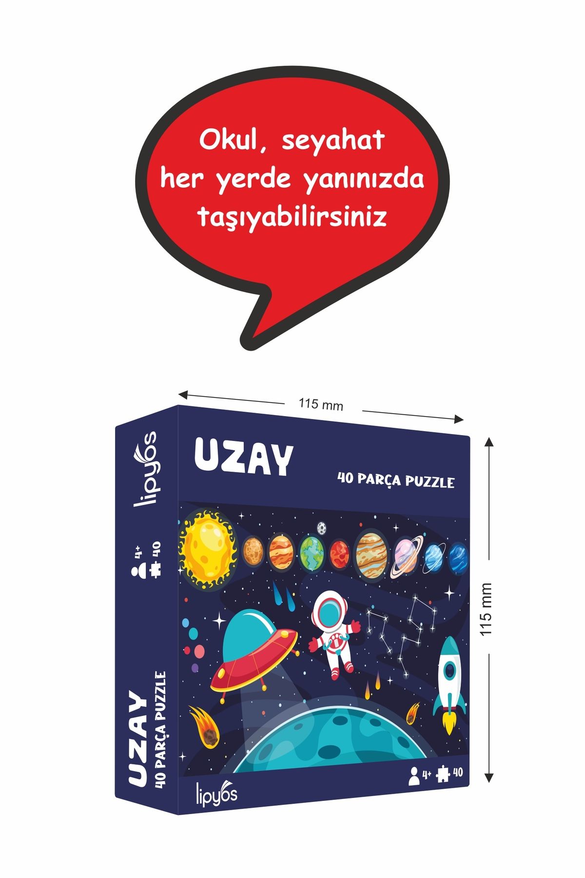 40 Parça Gezegenler Mukavva Mini Puzzle 10 Adet