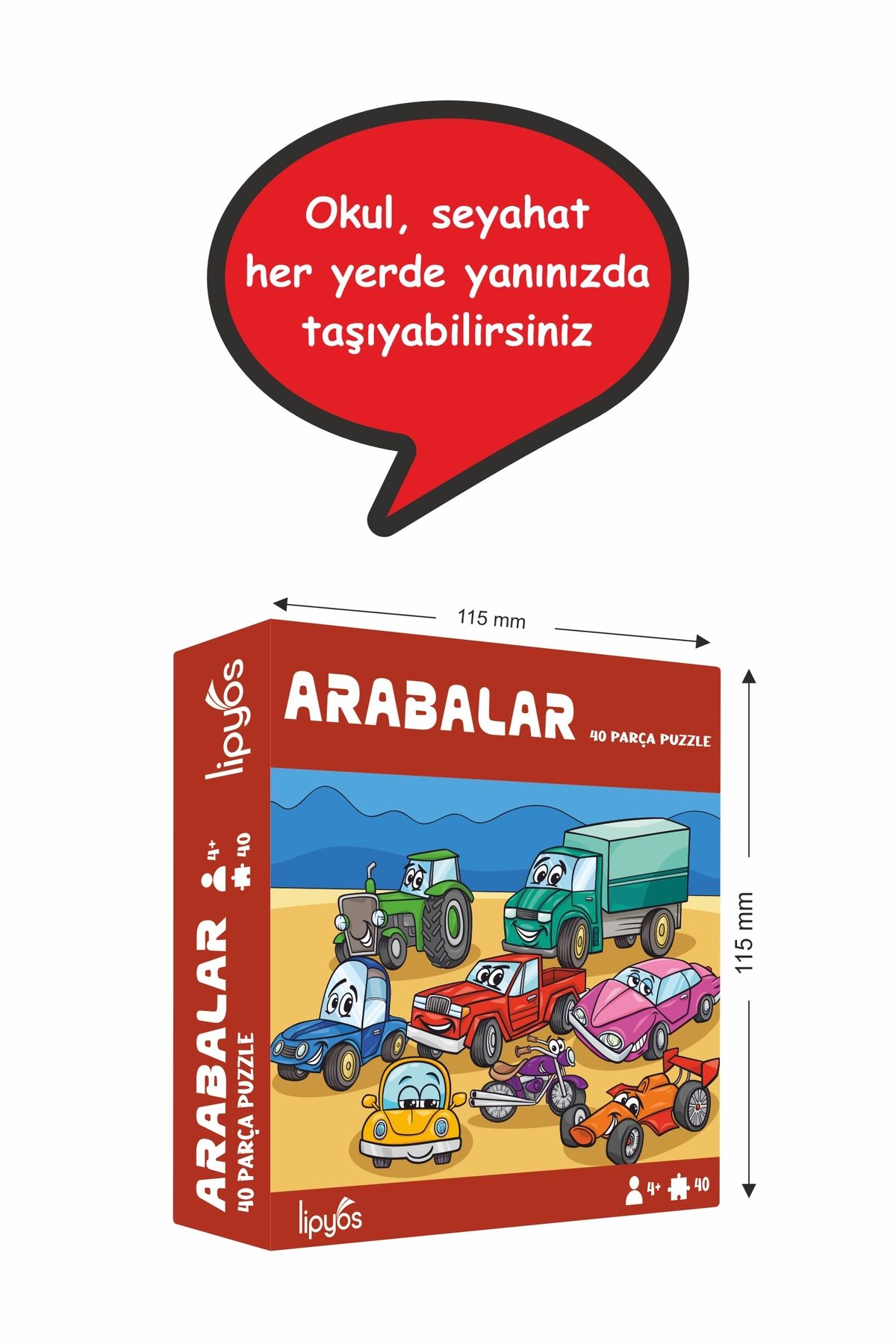 40 Parça Arabalar Mukavva Mini Puzzle 10 Adet