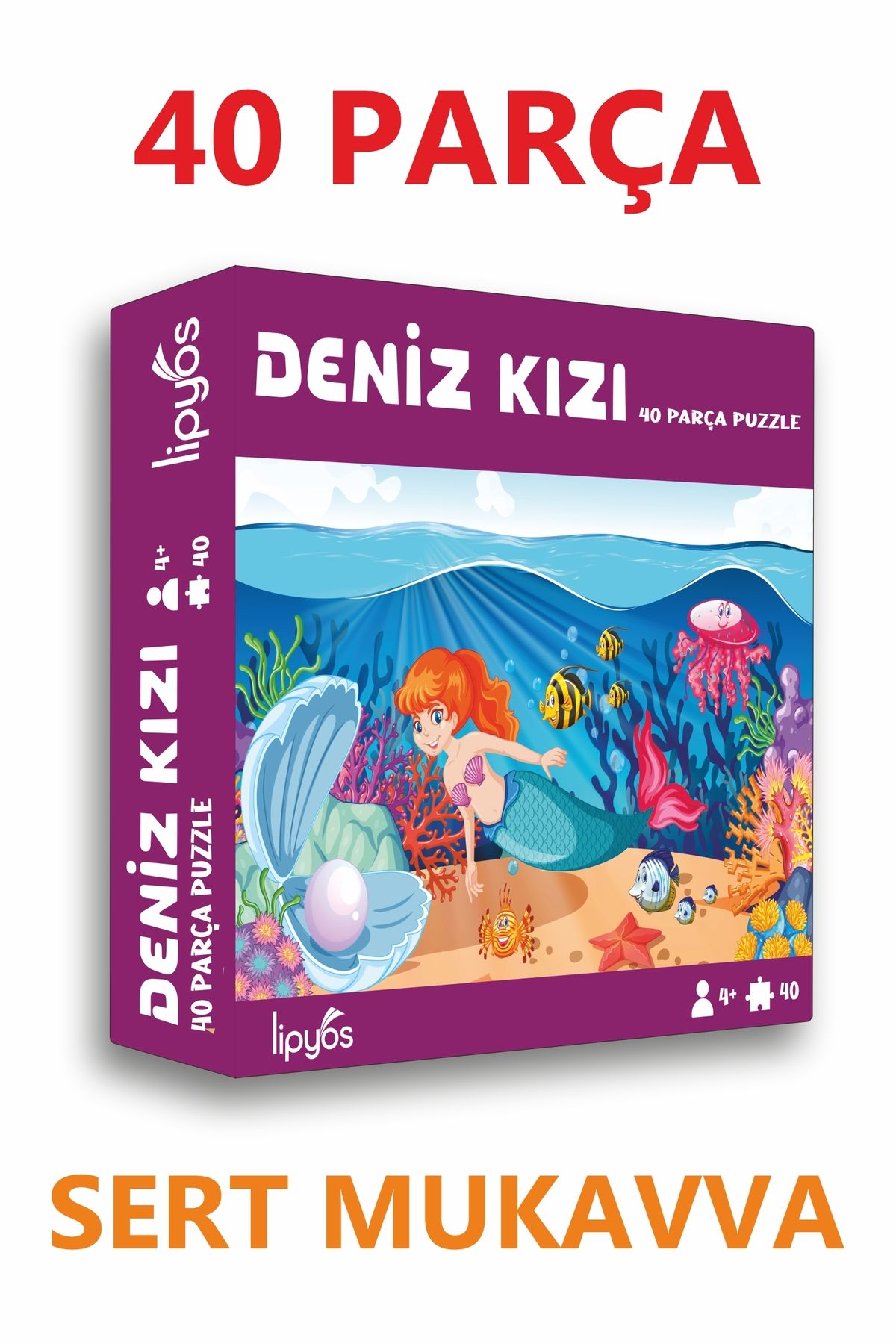 40 Parça Deniz Kızı Mukavva Mini Puzzle 10 Adet