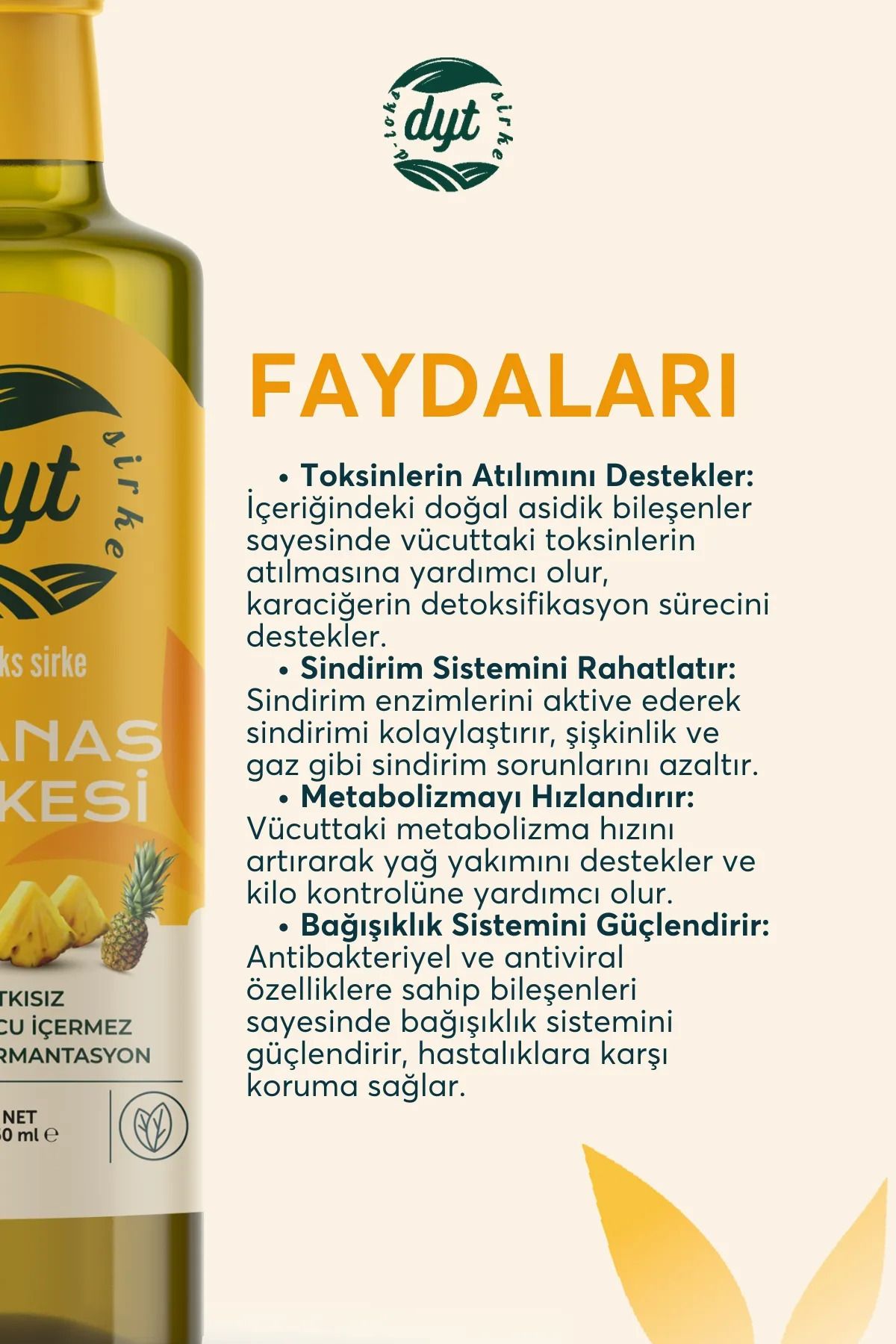 Detox Ananas Sirkesi Ödem atmaya yardımcı 250 ml