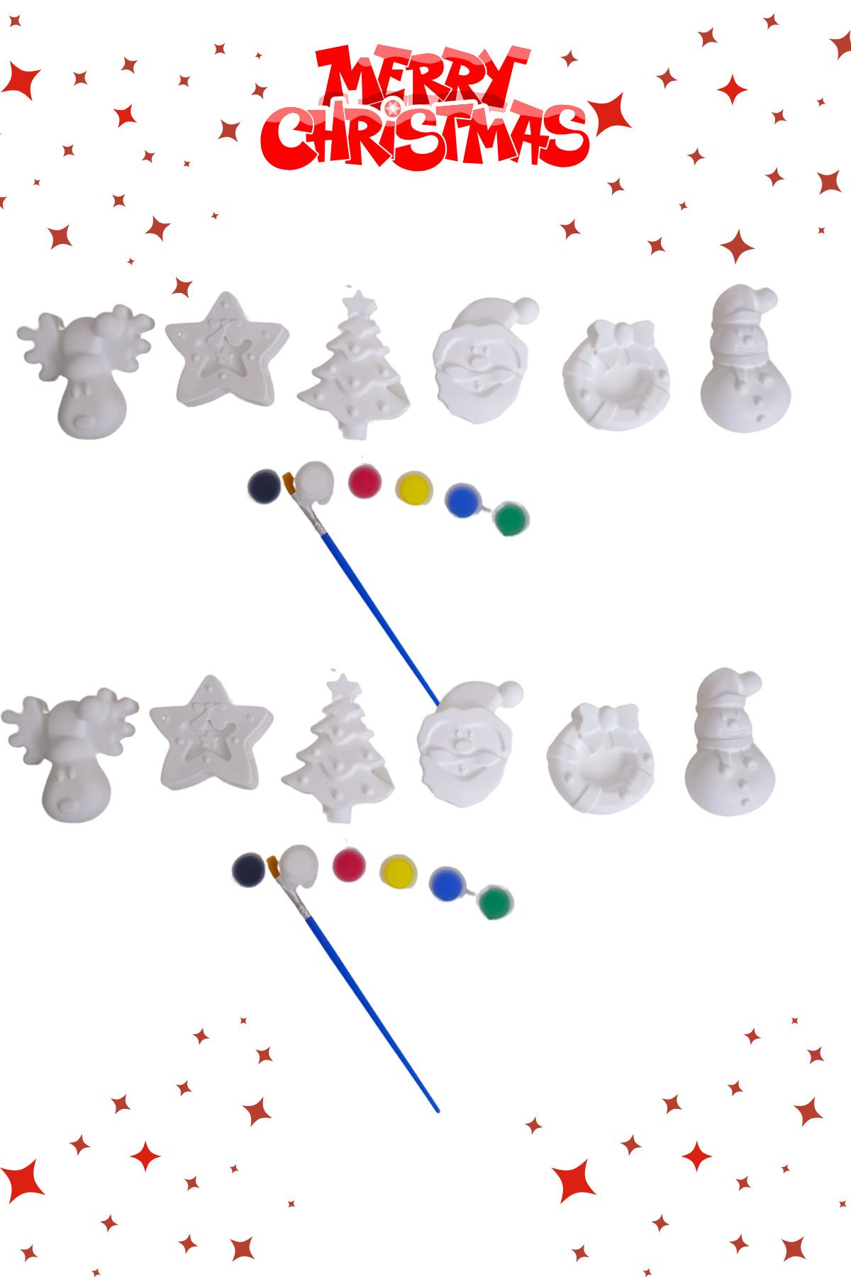 Eğitici Etkinlik Yılbaşı-Noel-Christmas 6'li Set 2 Boyutlu 8 cm