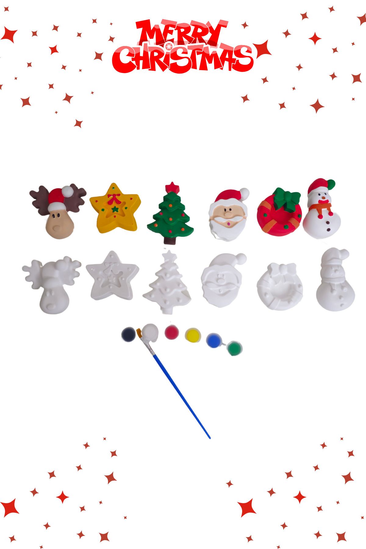 Eğitici Etkinlik Yılbaşı-Noel-Christmas 6'li Set 2 Boyutlu 8 cm