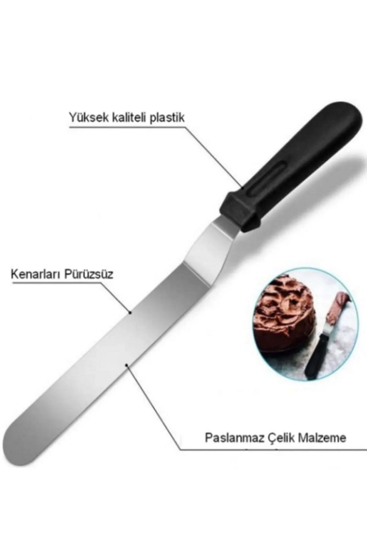 Pasta Sıvama Spatulası + Çelik Spatula Hamur Kazıyıcı+ Masterchef Cımbız 3 Lü Set