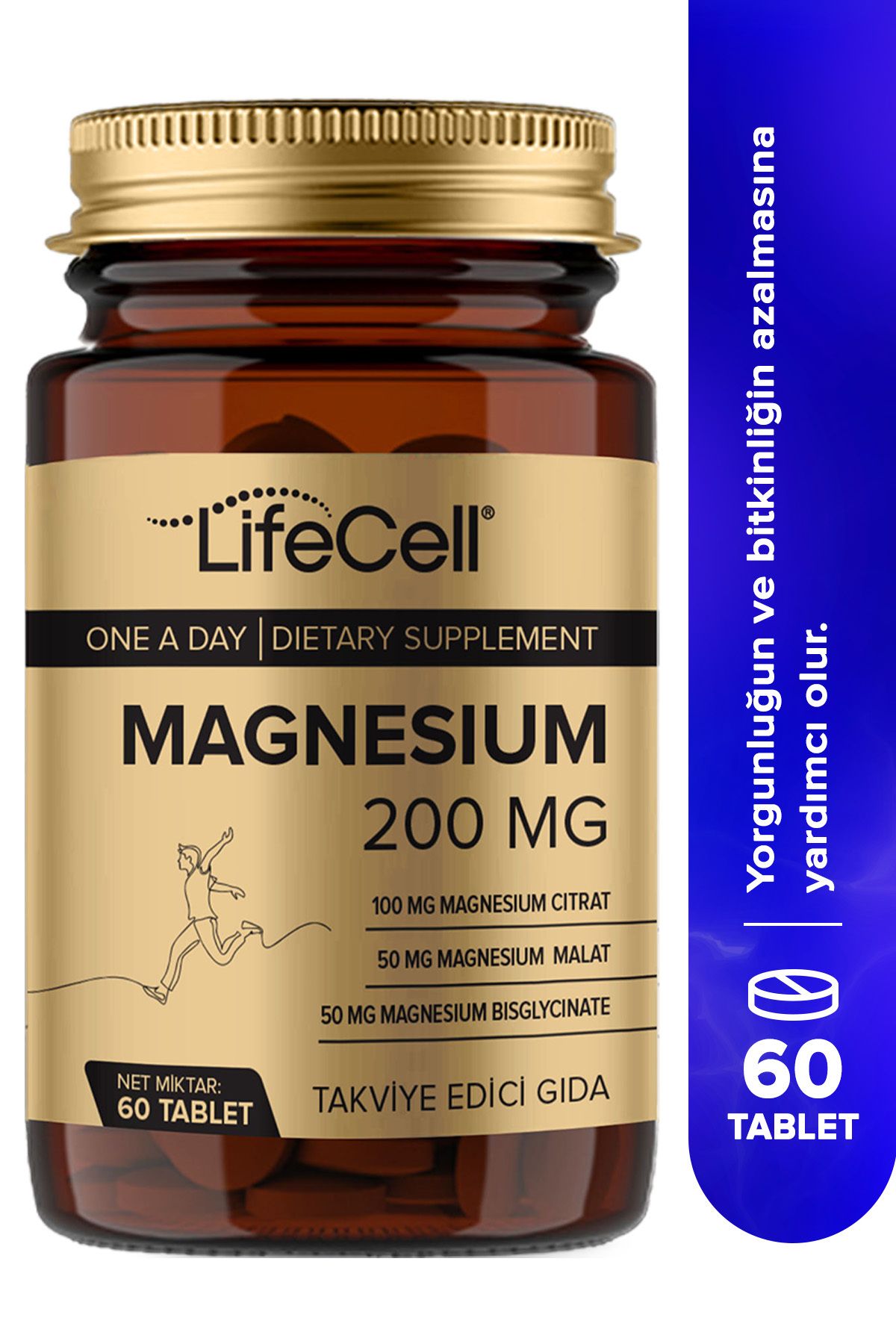 Magnesium 200 Mg (MAGNEZYUM KOMPLEKS BİSGLİSİNAT - MALAT - SİTRAT) Takviye Edici Gıda