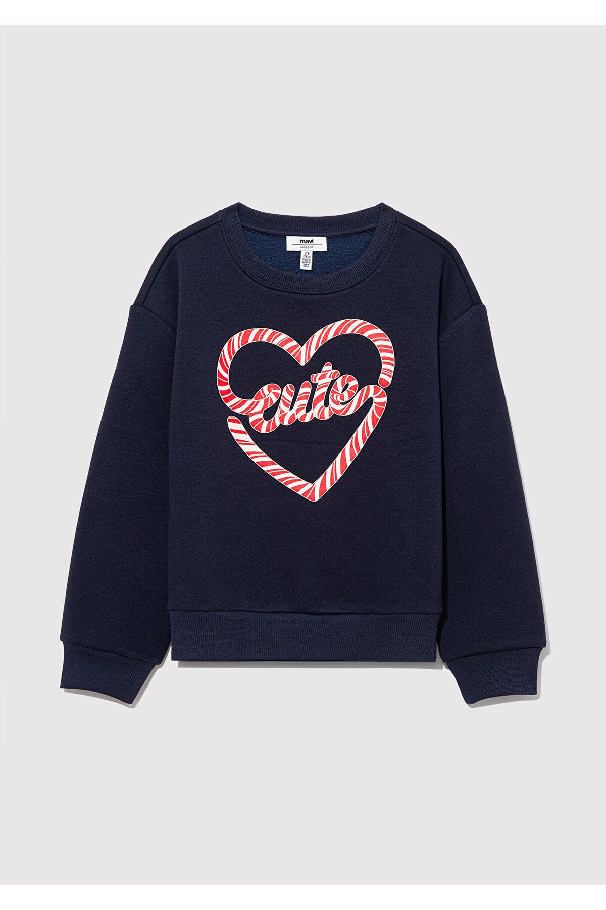 Yılbaşı Cute Baskılı Lacivert Sweatshirt 7s10112-82318