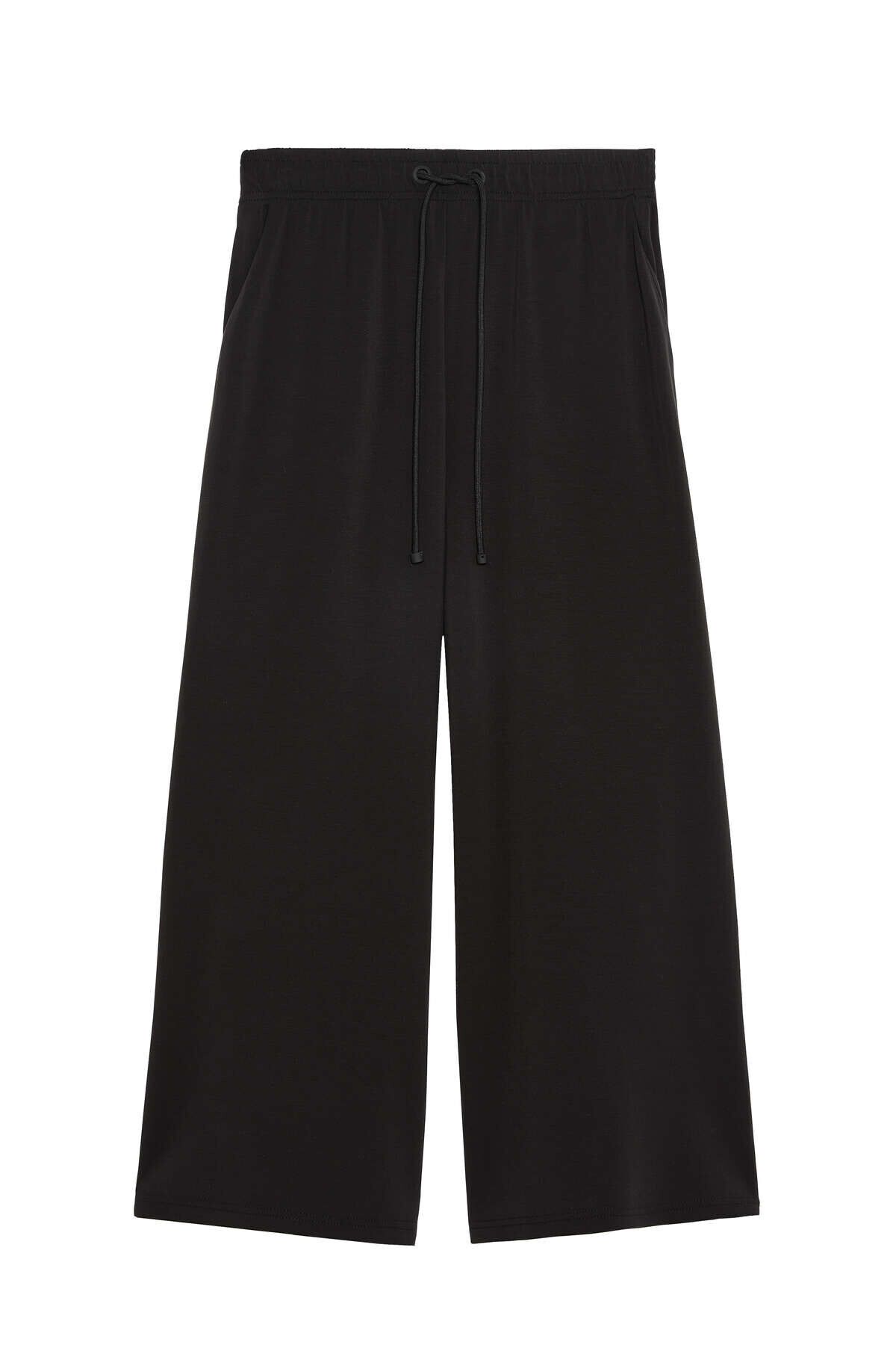 Yumuşak dokulu modal wide leg cropped pantolon