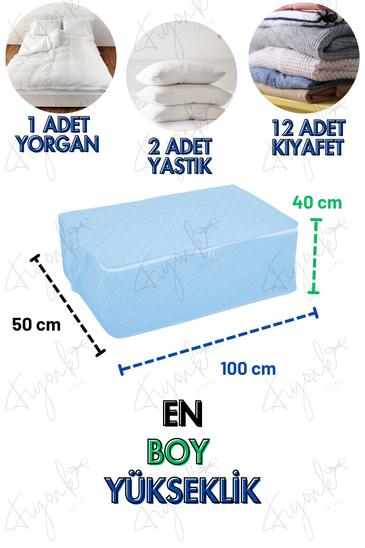 BAZA ALTI MEGA HURÇ SETİ 100x50x40CM Yorgan, Yastık ve Kıyafet Saklama, Dayanıklı Depolama Çantası