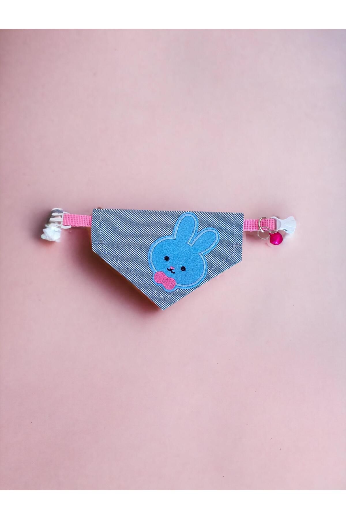 Blue Bunny Kedi Bandana, Fular, Kedi Kıyafeti Kedi Elbisesi, Kedi Tasması