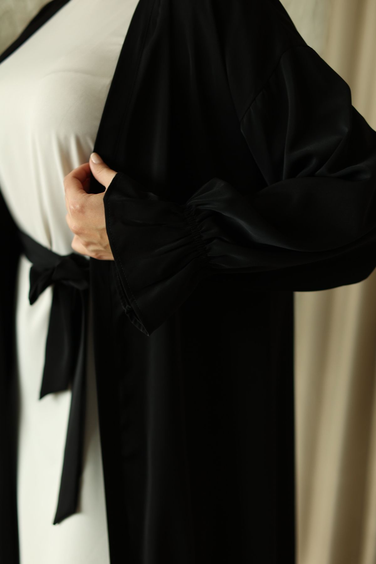 ŞARMİ KUŞAKLI ABAYA TAKIMI 145CM