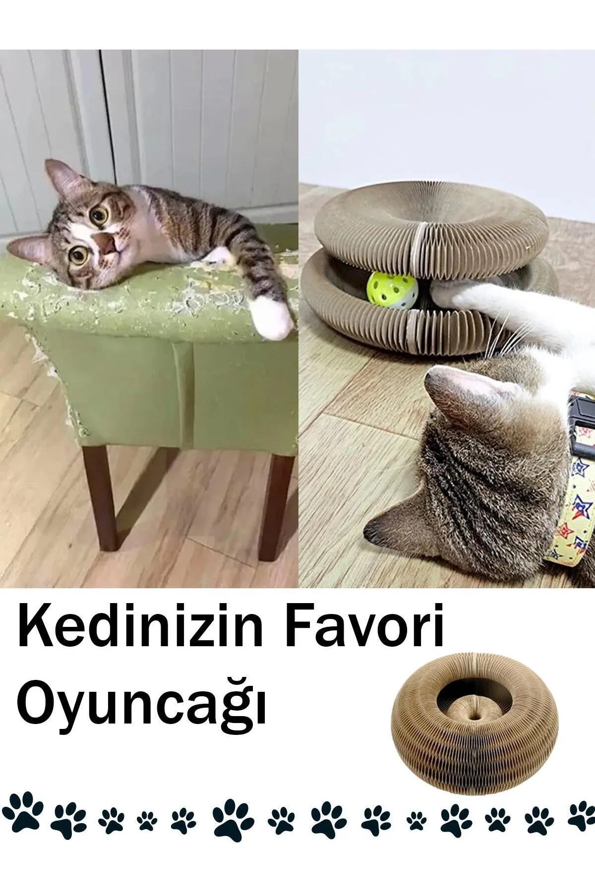 Kedi Tırmalama Tahtası Çıngıraklı Oluklu Kağıt Aşınmaya Dayanıklı Sıkıntı Giderici Kedi Oyuncak