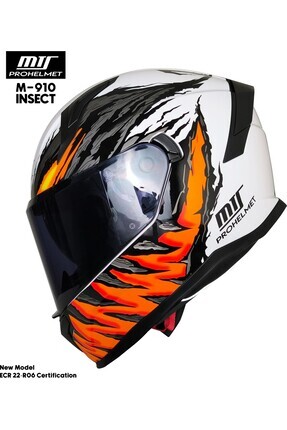 M-910 Helmet Insect Beyaz Motorcu Kaskı Full Face Güneş Vizörlü Image 0