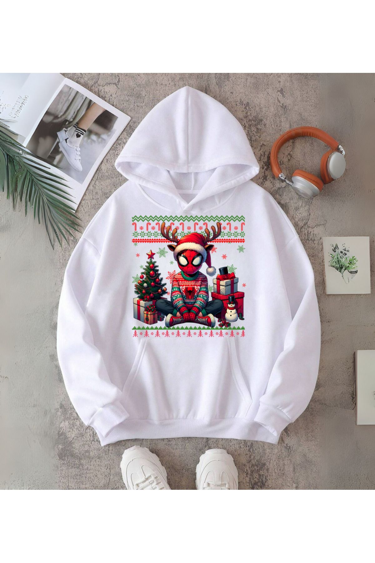 Loots  Spider Man Merry Christmas Baskılı Kapşonlu Sweatshirt