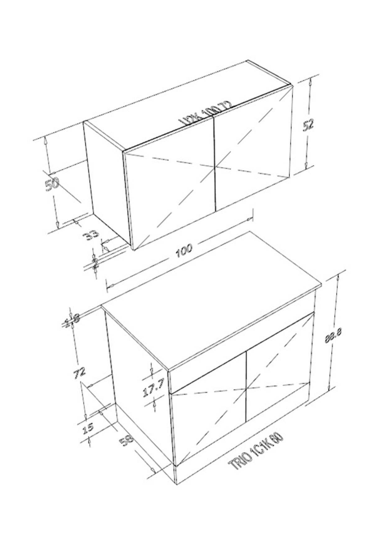 PAMİR 100 CM J KULP MDF ÇOK AMAÇLI MUTFAK DOLABI