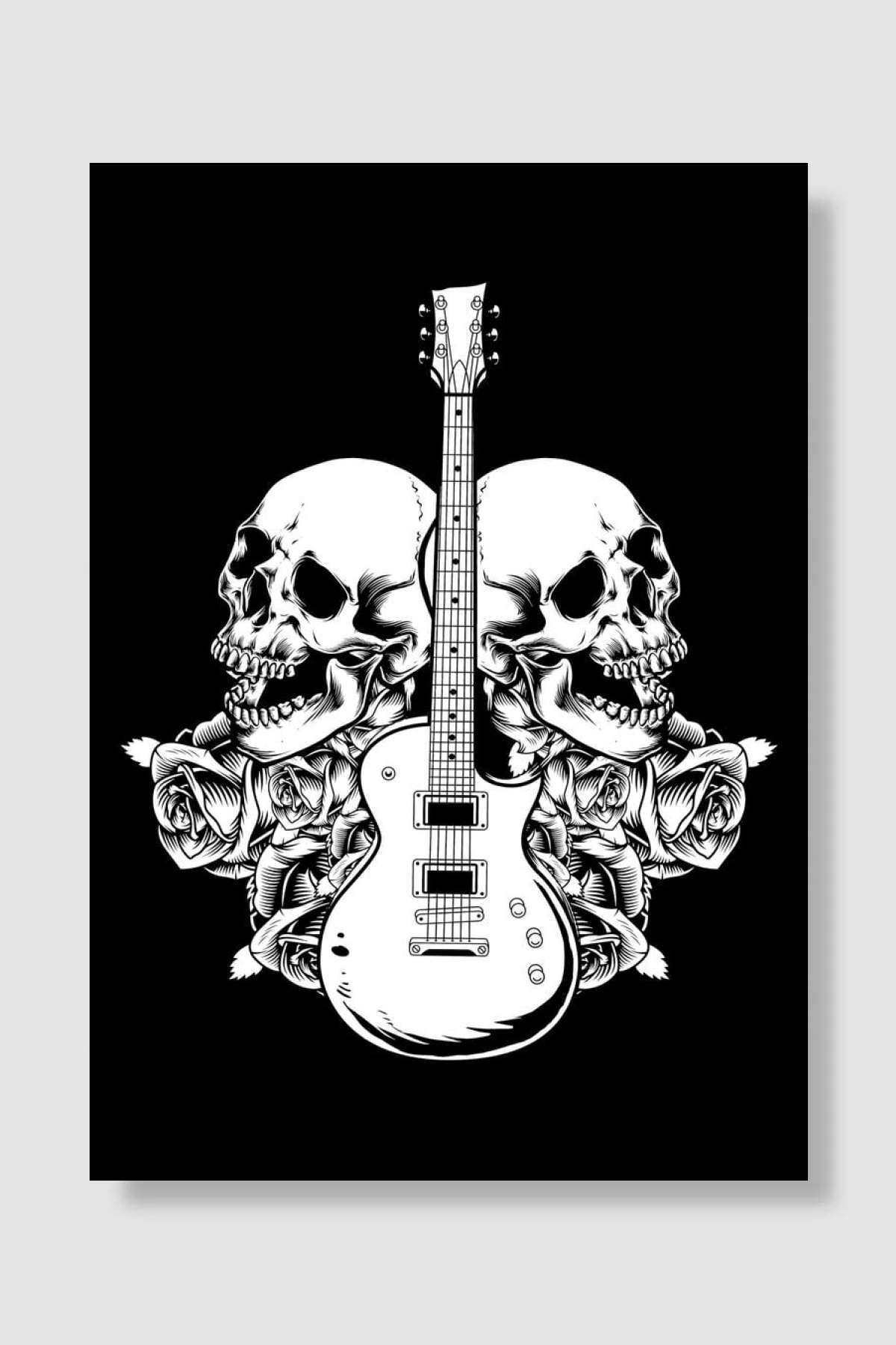 kubdekorElectric GuitarSkull Müzik Poster Çer...