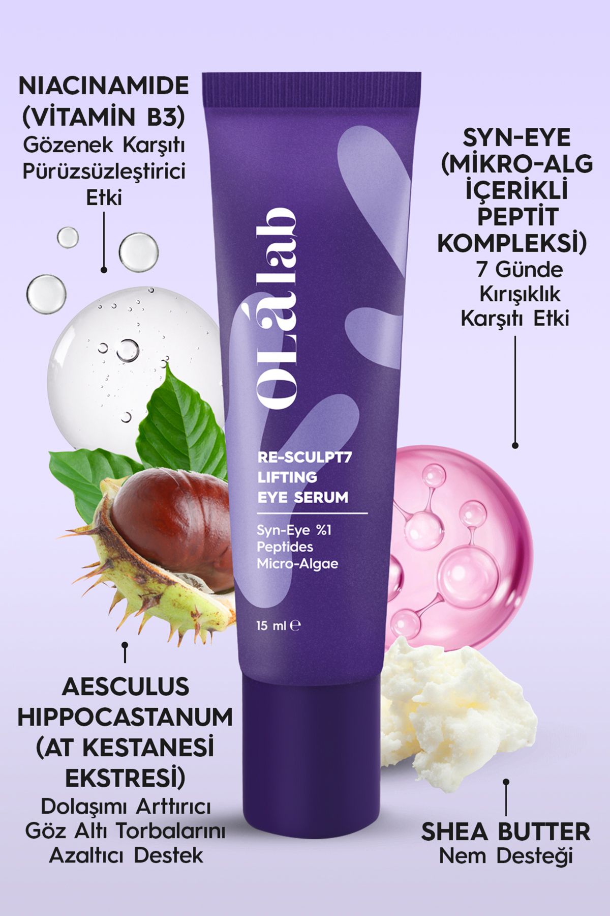 İnce Çizgi Kırışıklık Karşıtı Sıkılaştırıcı Mikro-alg & Peptit Göz Kremi 15 ml