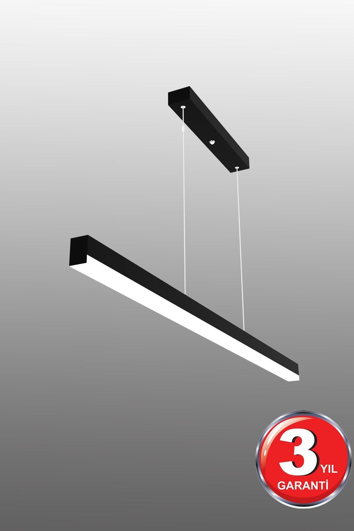 Magro 120cm ( Siyah Kasa, Doğal Beyaz Işık ) Sarkıt Lineer Modern Led Avize, Salon, Mutfak, Masa