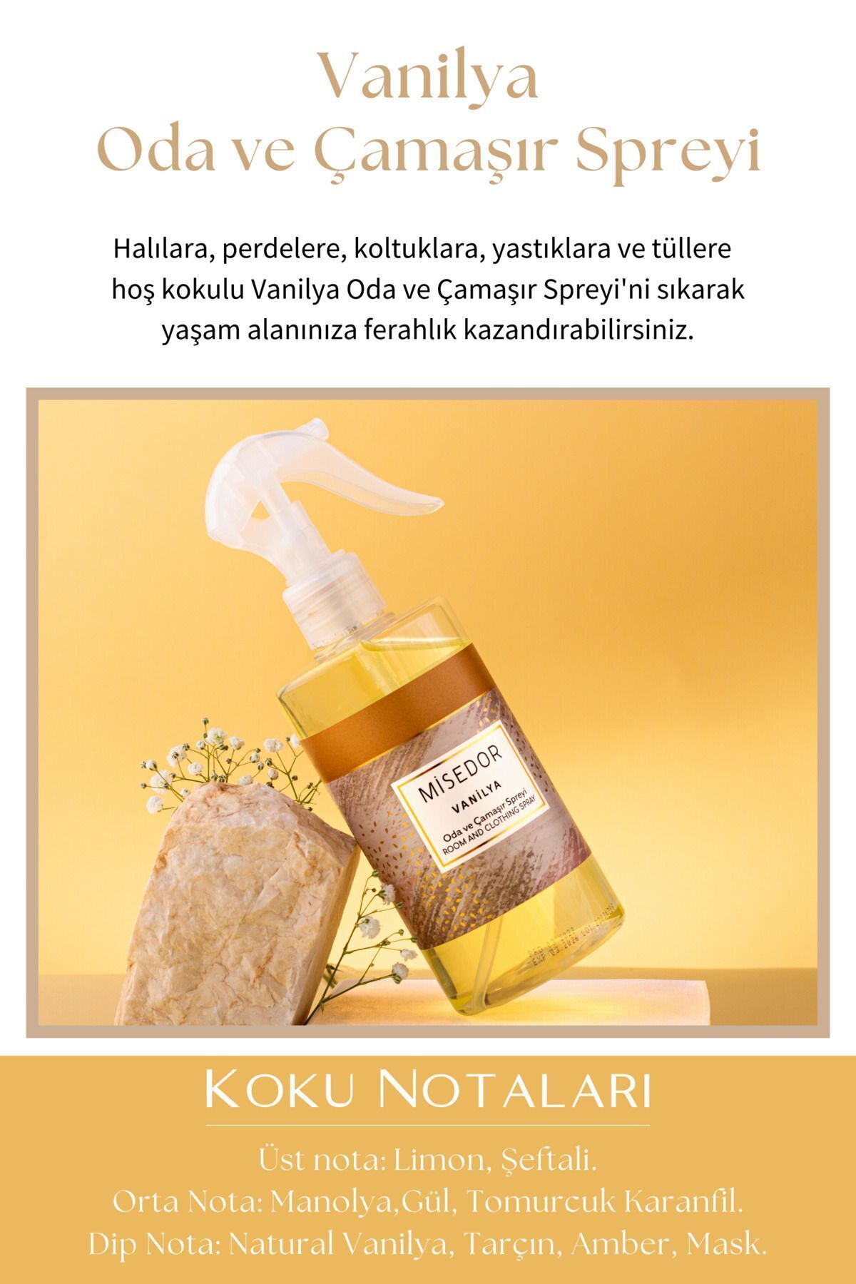 2 Li Set Gold Amber Ve Vanilya Oda Kokusu Ve Çamaşır Spreyi 330 ml