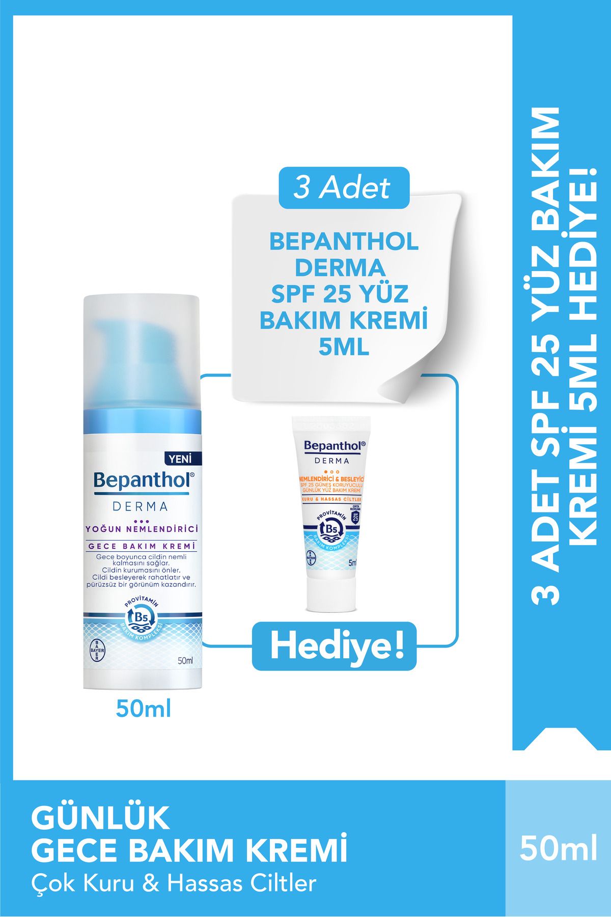 Bepanthol Derma Gece BakımKremi 3 Adet Derma...