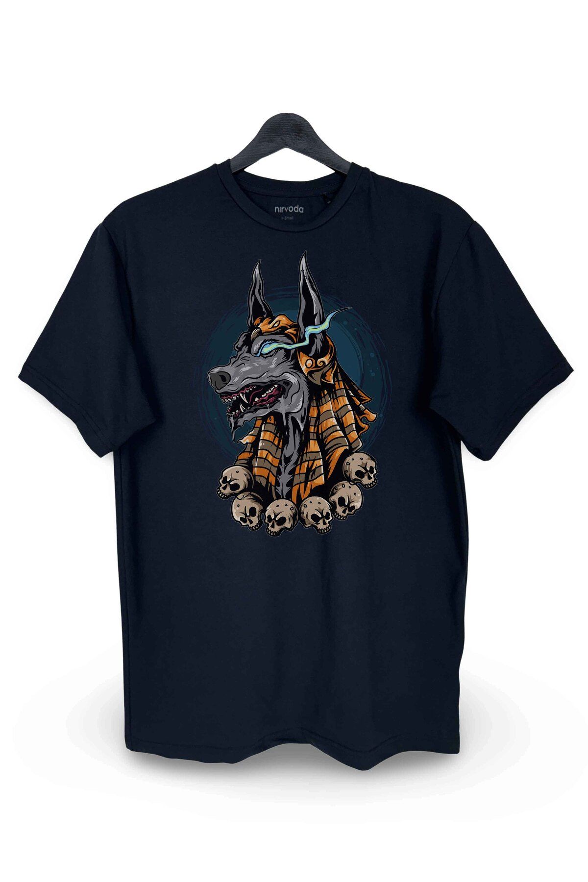 nirvodaAnubis MitolojiBaskılı Loose Fit Bisik...