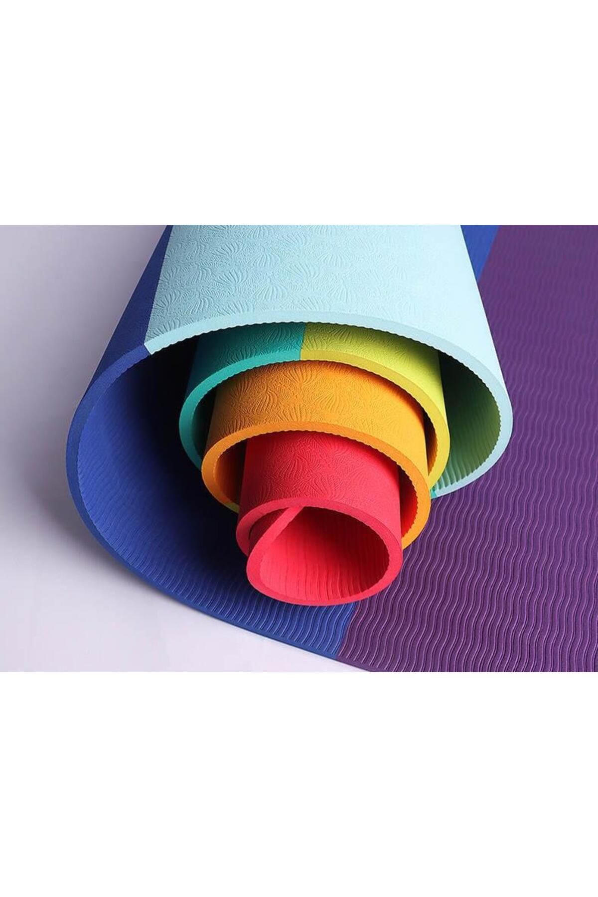 Ekolojik 6mm Tpe Yoga Matı Pilates Minderi Rainbow