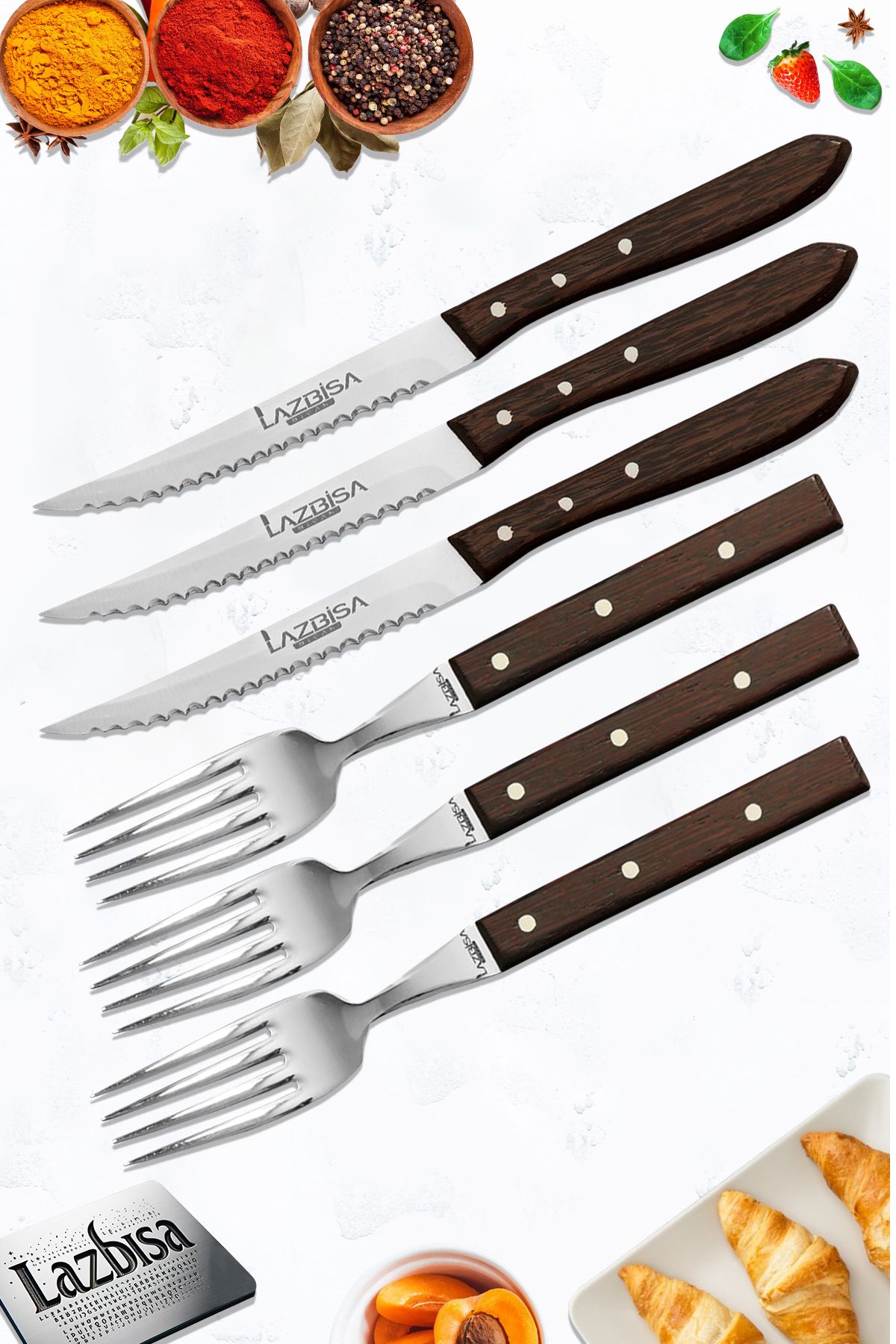 Venge Serisi Steak Et Bıçağı Çatalı 6 Lı Set Mutfak Bıçak Seti ( Mtf-060 )