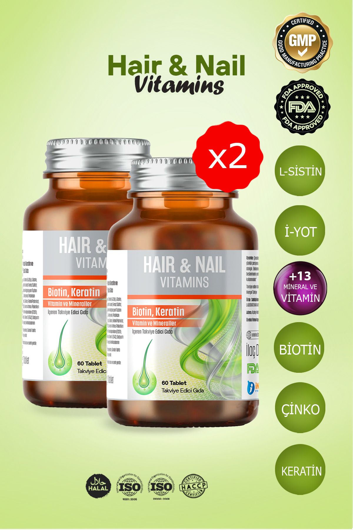 inMAX Hair & Nail Vitamin(2’li Set) (SAÇ, TIR...