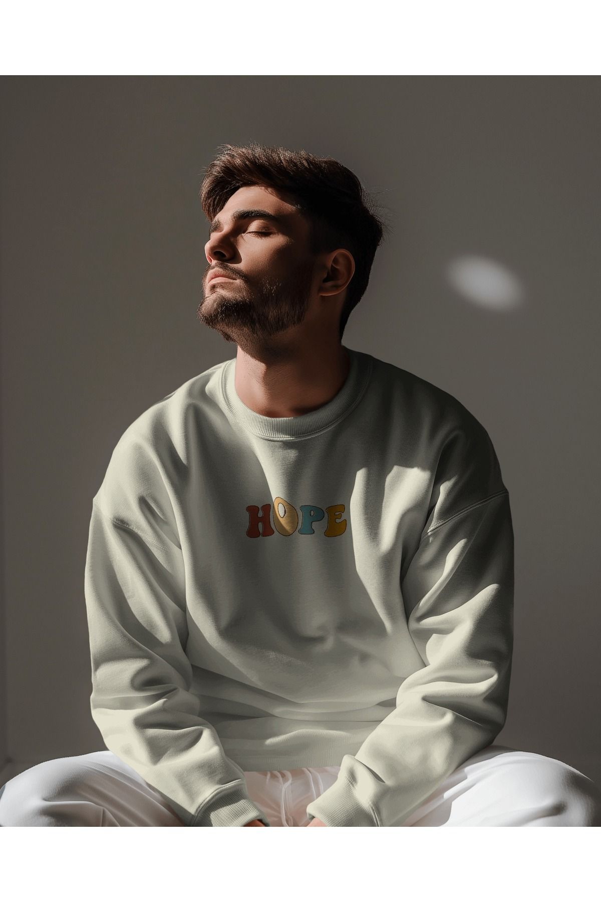 Parspera Hope Krem Sweatshirt3iplik kalın Uni...