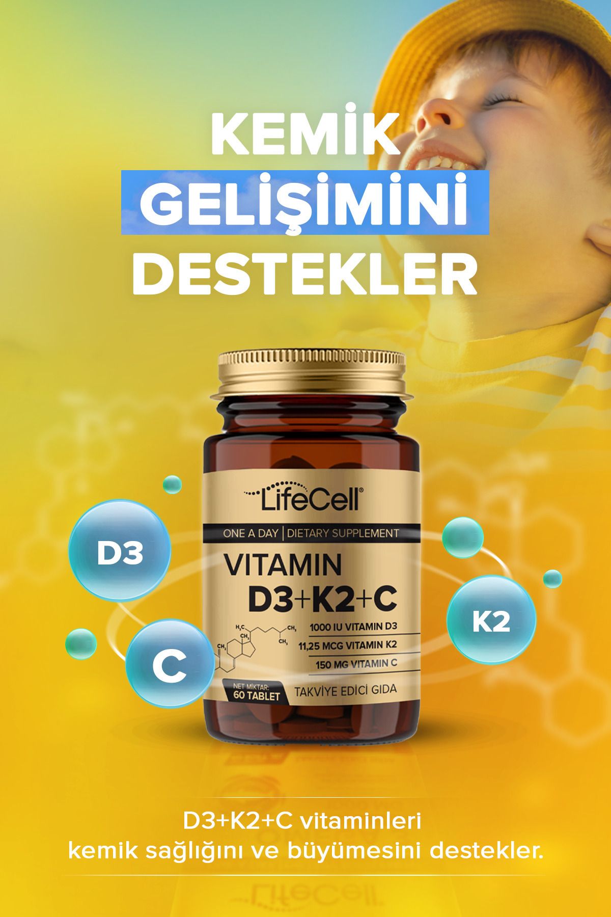 Vıtamın D3 K2 C - 60 Tablet Komplex Vitamin Desteği