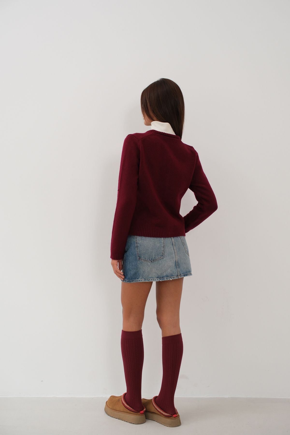 Oversize Basic Bordo Hırka