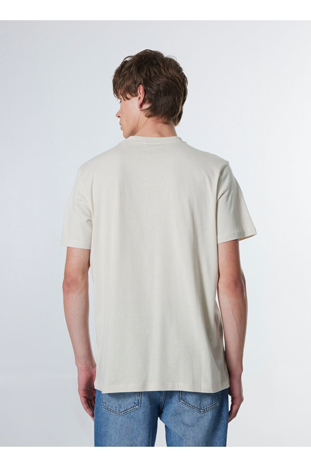 Bej Erkek Relaxed Baskılı T-Shirt M4WM-TST-1431 Beden: S