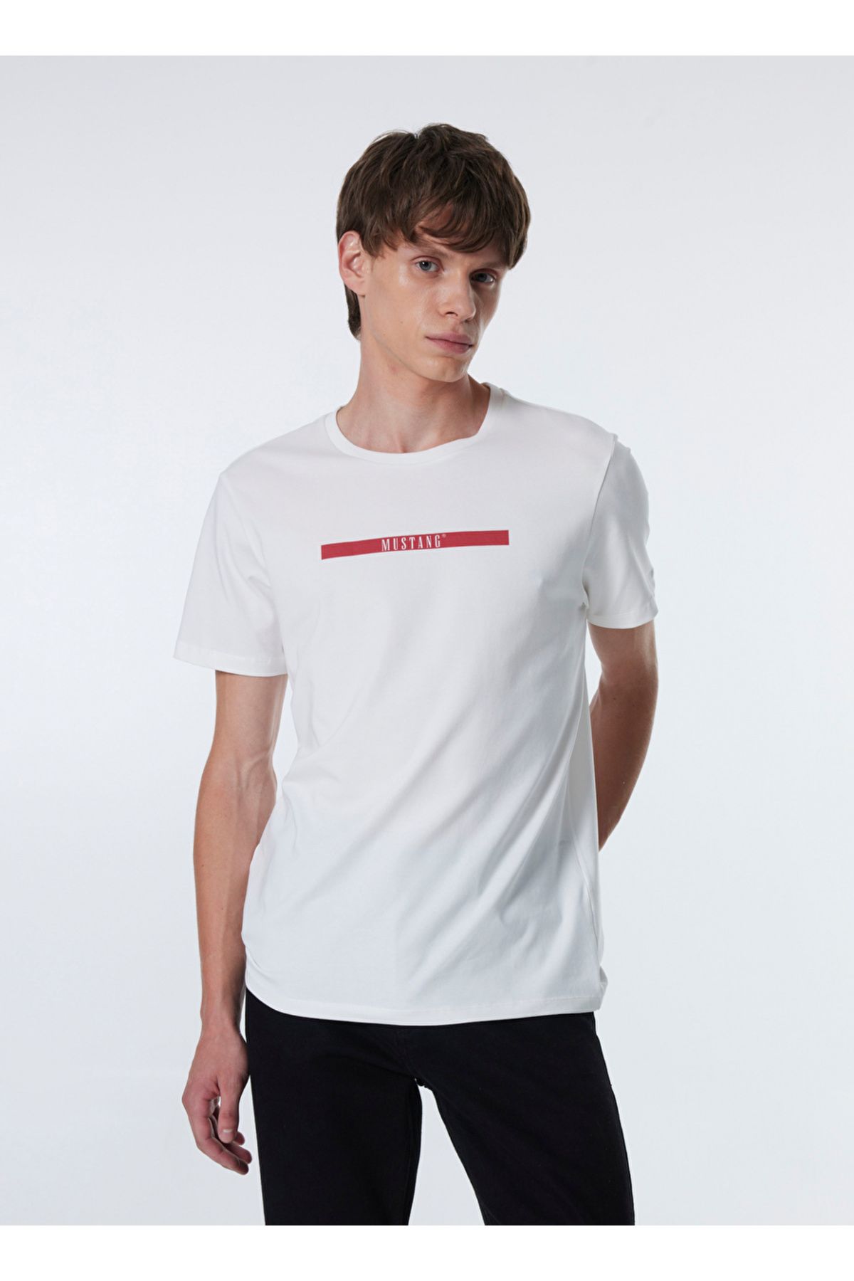 Ekru Erkek Relaxed Baskılı T-Shirt M4WM-TST-1419 Beden: L