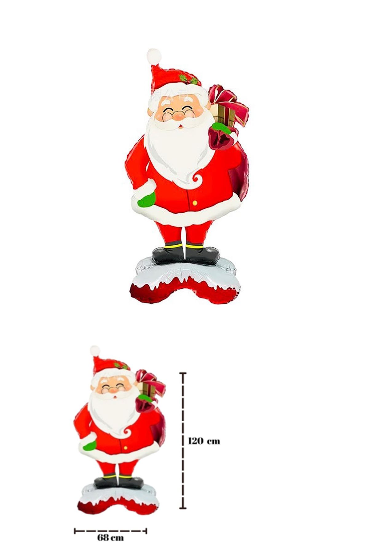 Yılbaşı Santa Noel Baba Ayakta Duran Folyo Balon Yeni Yıl Kutlama Dekor Süsleme Balonu 68x120cm