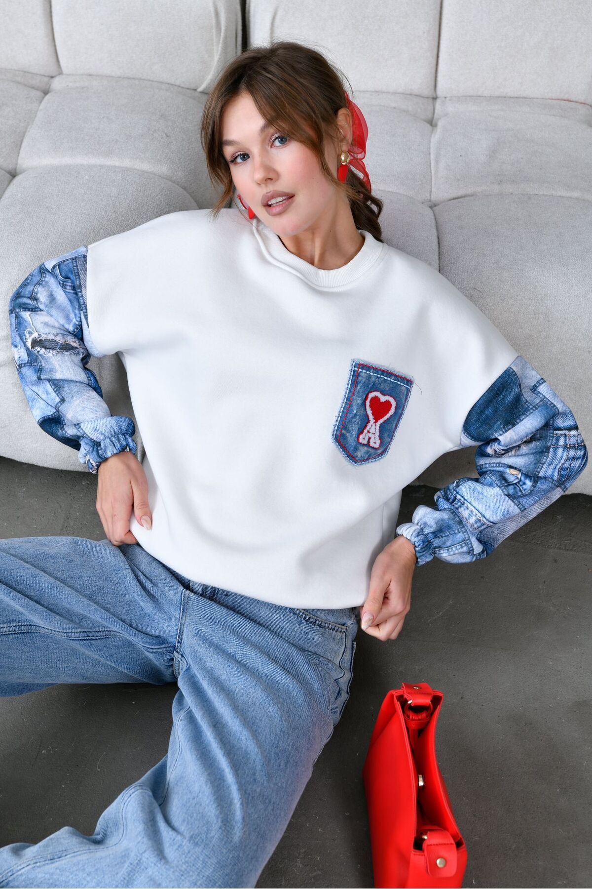 EsSo butik yeni sezon kotdetaylı sweatshirt