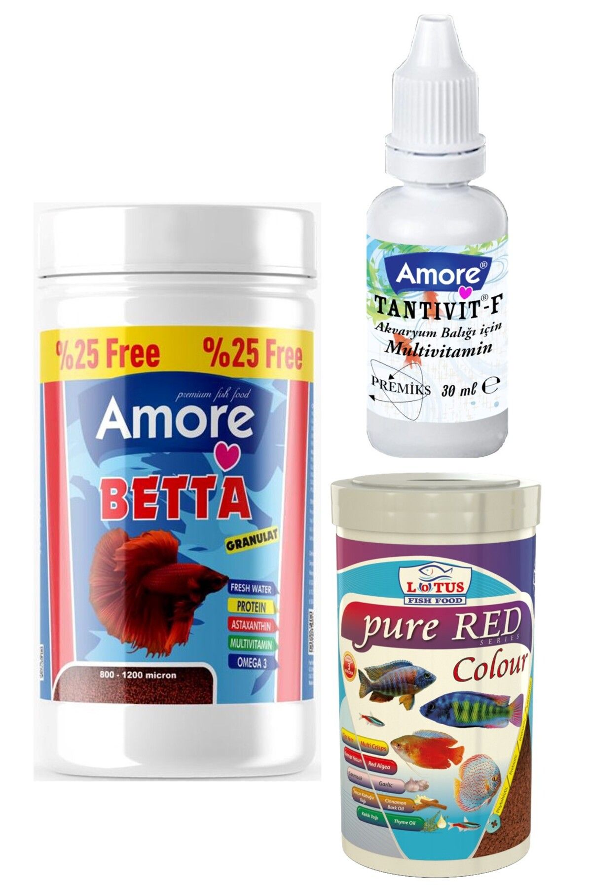 AMORE Beta Balığı Yemi 125ml,Lotus Red Algae...