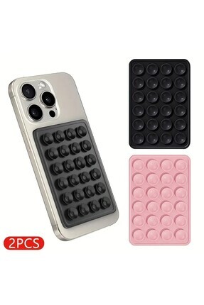 Silikon Vantuzlu Telefon Tutacağı 24 Vantuzlu 1 Paket Yapışkanlı Cep Telefonu Tutucu siyah pempe Image 0