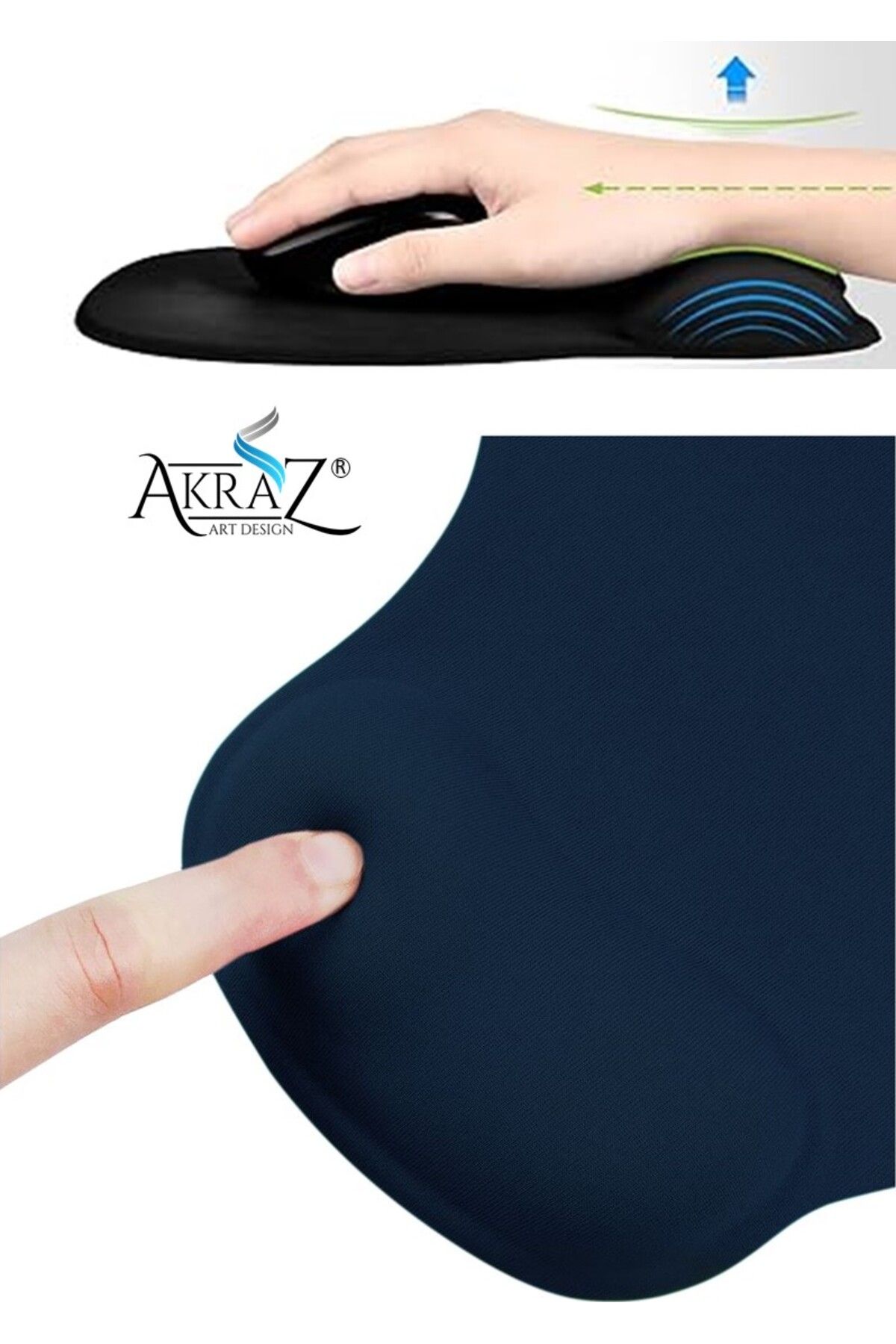 Bilek Destekli Mouse Pad Mouse siyah (mouse altlığı)