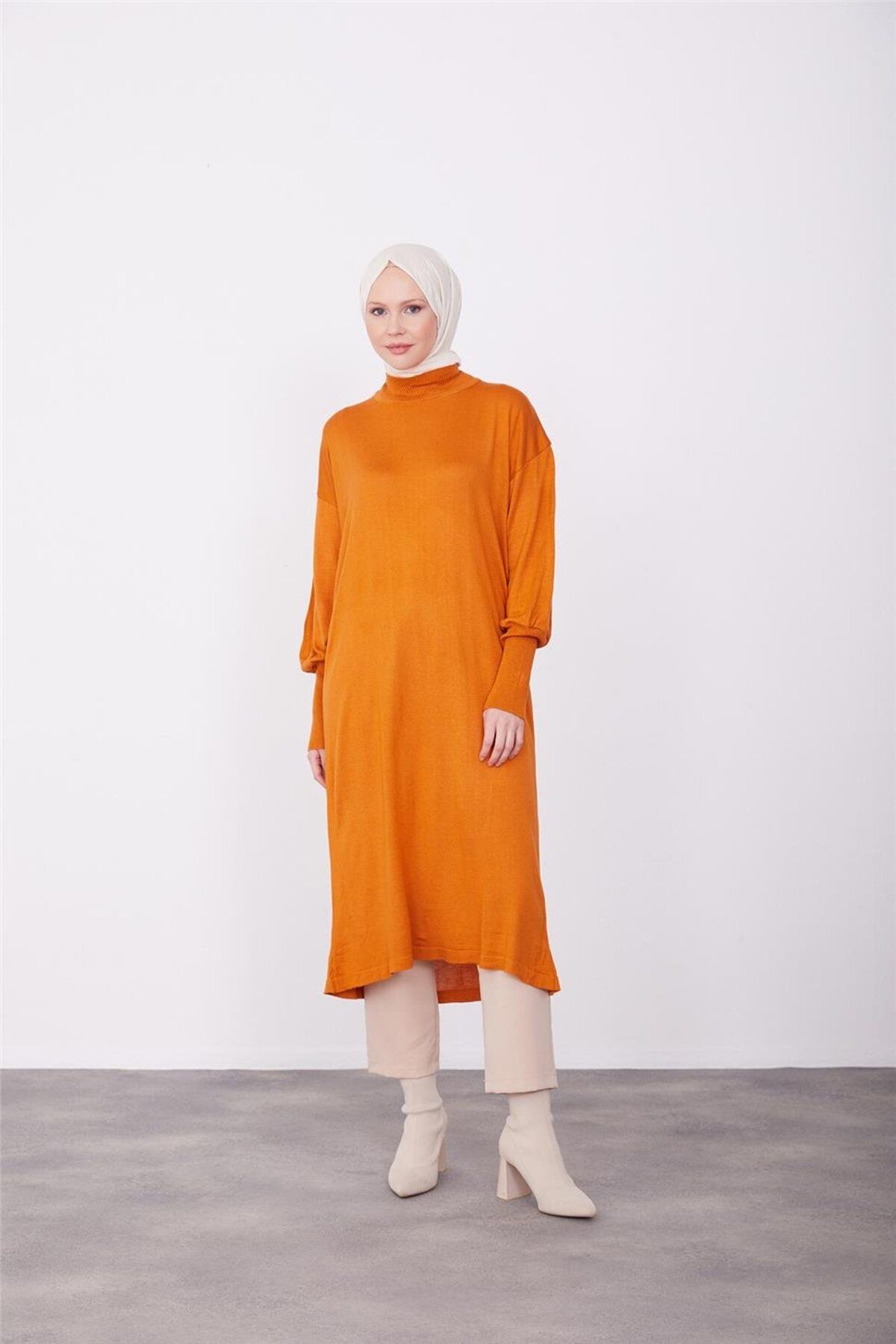 Tunik Elbise 23kd4249 Yanık Oranj