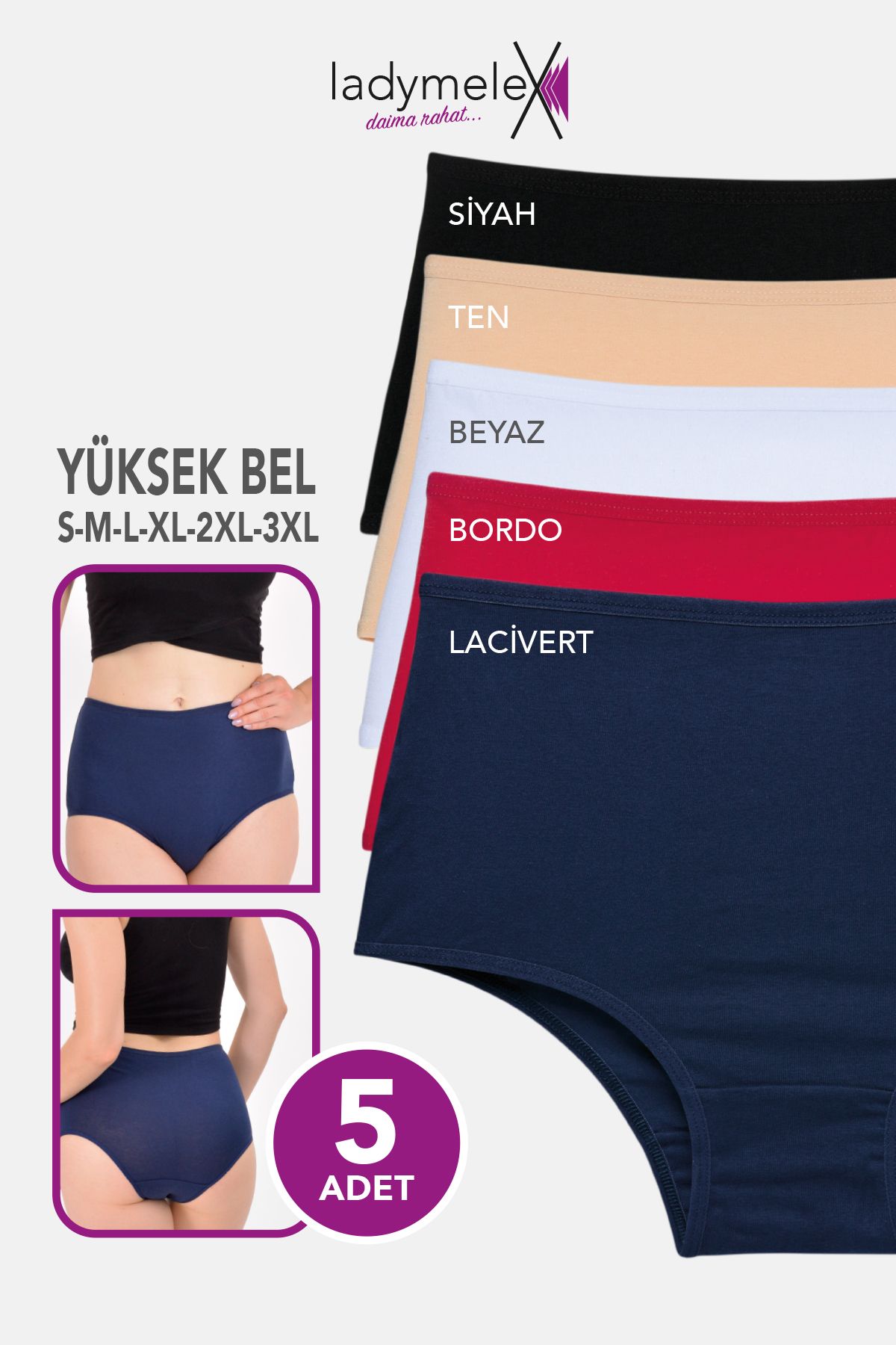 LadyMelex Kadın Külot YüksekBel (S-M-L-XL-2XL...