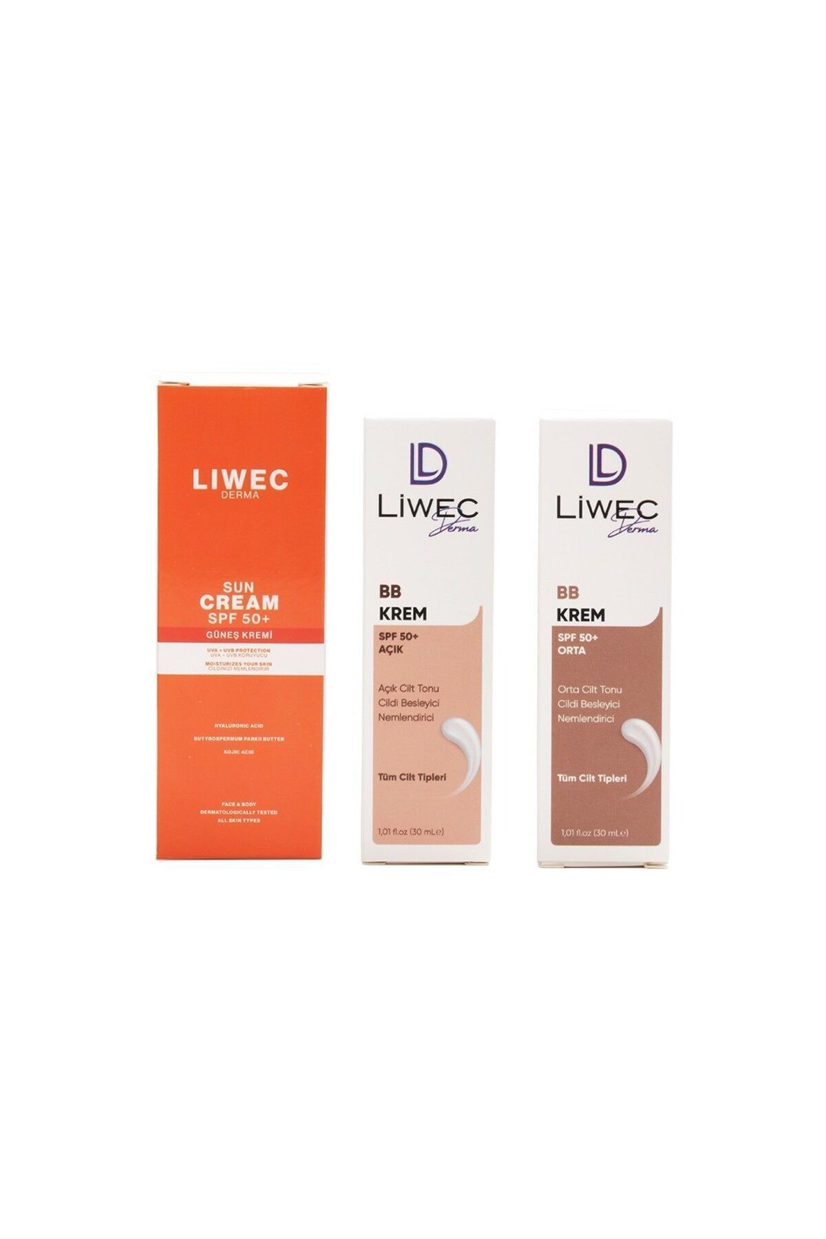 Liwec Derma 3'lü Set (BB KREM ORTA - BB KREM AÇIK - GÜNEŞ KREMİ)